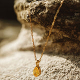 Amber Gem Pendant & Chain