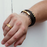 Captain Braided Leather Bracelet - Gold