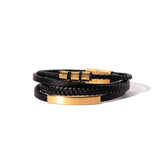 Captain Braided Leather Bracelet - Gold