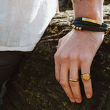 Captain Braided Leather Bracelet - Gold